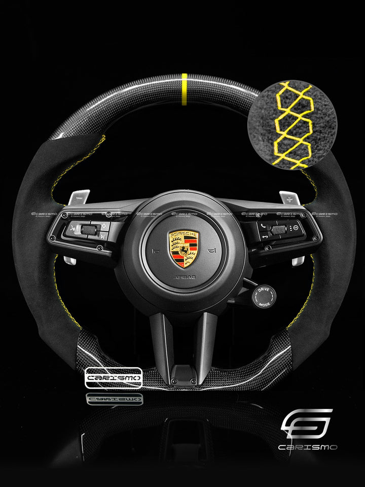 Carismo Steering Wheel For Porsche 911 (992) - Sport - Gloss Plain Carbon - Alcantara - Carismo