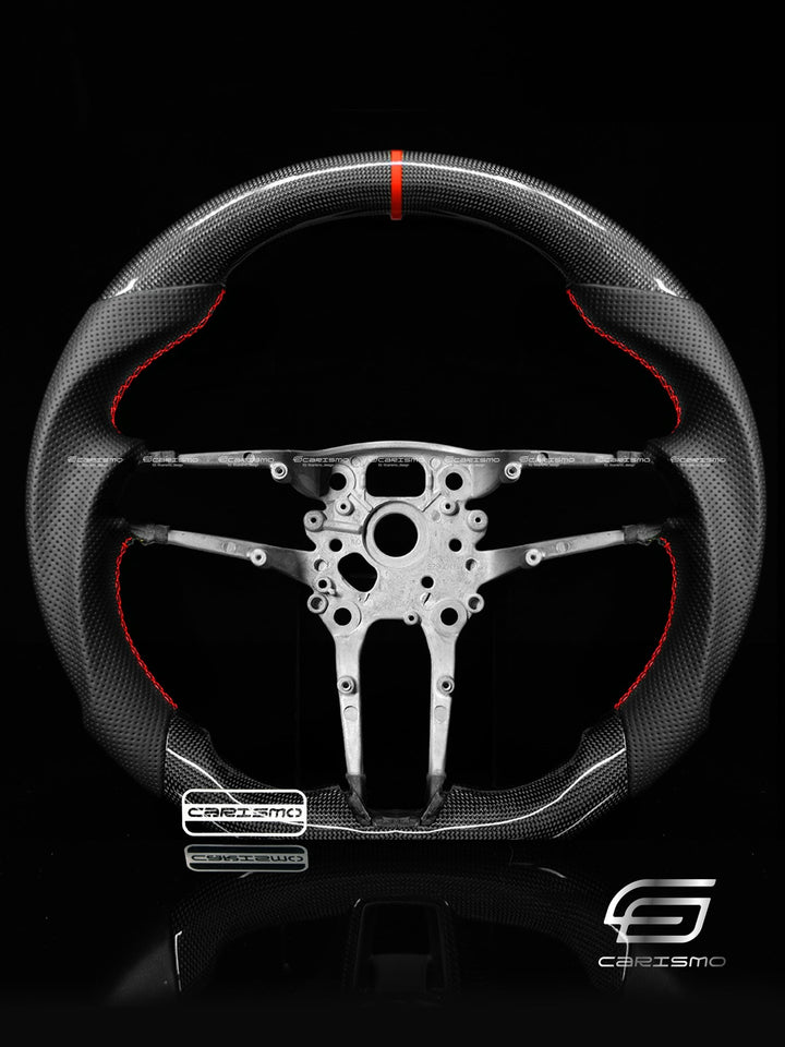 Carismo Steering Wheel For Porsche 911 (992) - Sport - Gloss Plain Carbon - Perforated Leather - Carismo