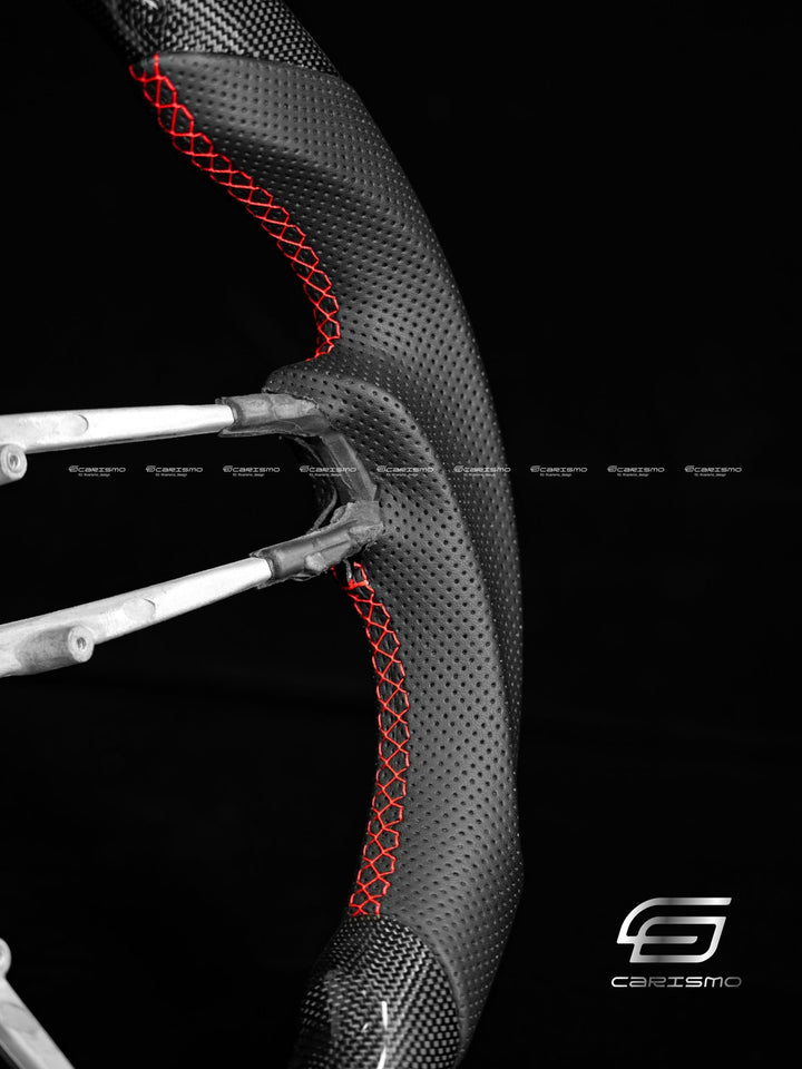Carismo Steering Wheel For Porsche 911 (992) - Sport - Gloss Plain Carbon - Perforated Leather - Carismo