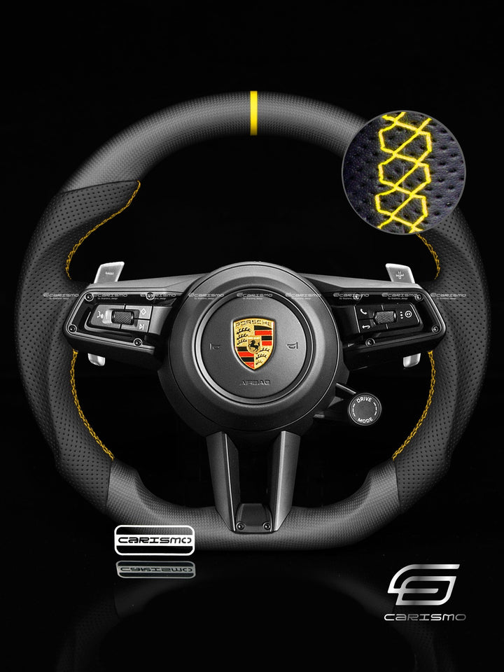 Carismo Steering Wheel For Porsche 911 (992) - Sport - Matte Plain Carbon - Perforated Leather - Carismo