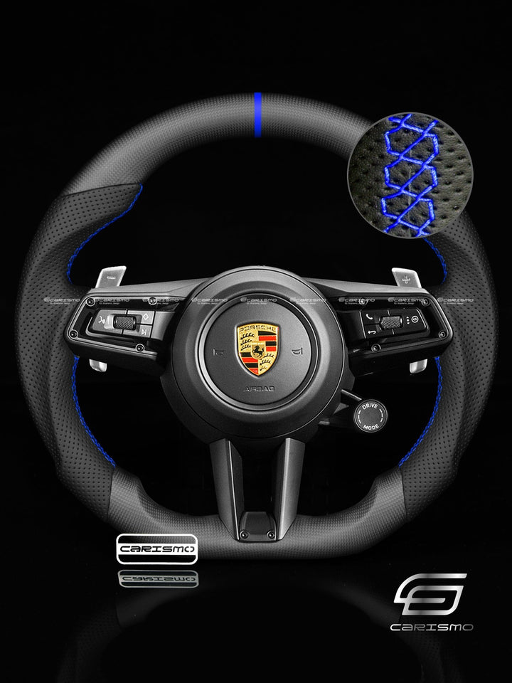 Carismo Steering Wheel For Porsche 911 (992) - Sport - Matte Plain Carbon - Perforated Leather - Carismo