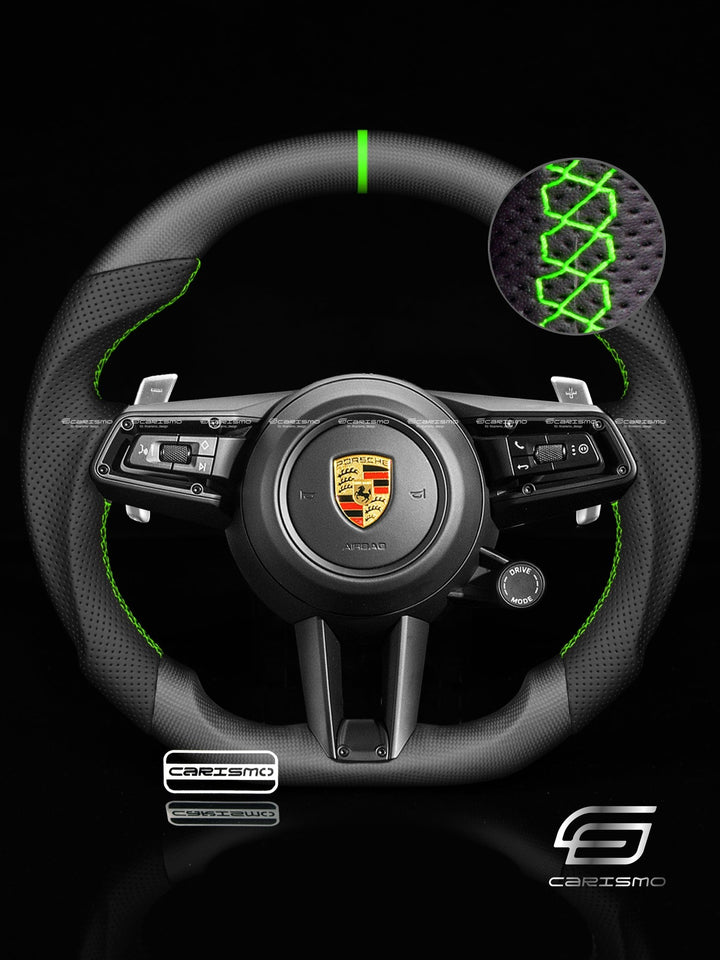 Carismo Steering Wheel For Porsche 911 (992) - Sport - Matte Plain Carbon - Perforated Leather - Carismo