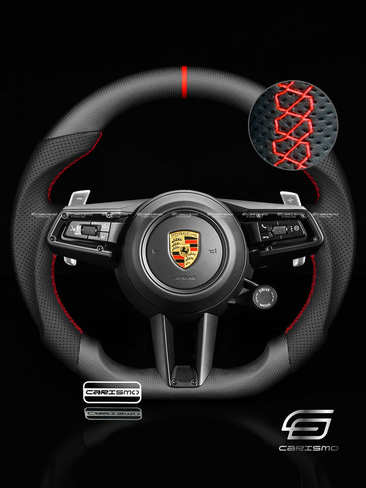 Carismo Steering Wheel For Porsche 911 (992) - Sport - Matte Plain Carbon - Perforated Leather - Carismo