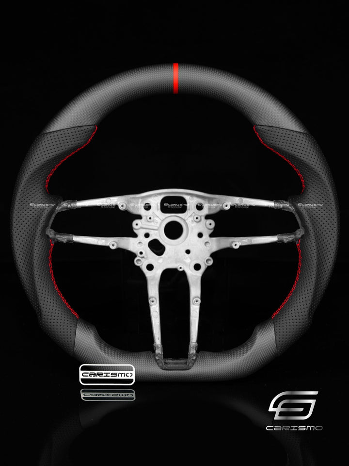 Carismo Steering Wheel For Porsche 911 (992) - Sport - Matte Plain Carbon - Perforated Leather - Carismo